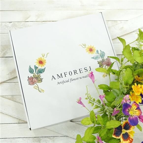 Artificial 20" Spring Summer Wreath with Pansy Flower,Yellow Daisy,Rose Leaf - Picture 3 of 8